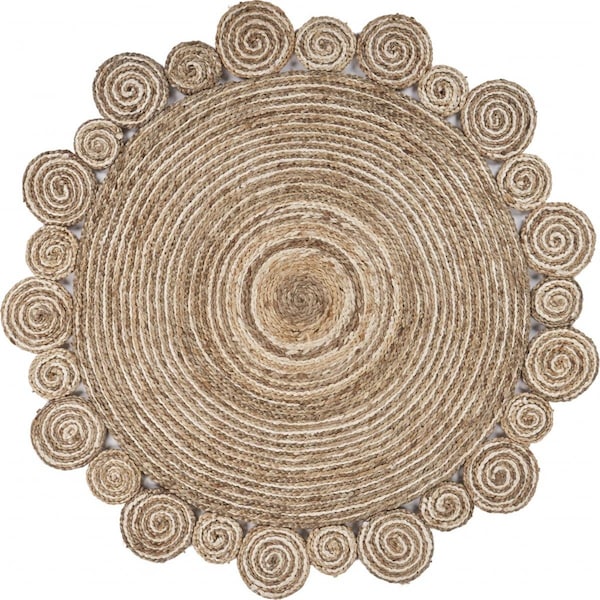 Palacedesigns 72 x 72 in. Bleached & Natural Spiral Boutique Jute Rug PA3101920 - main